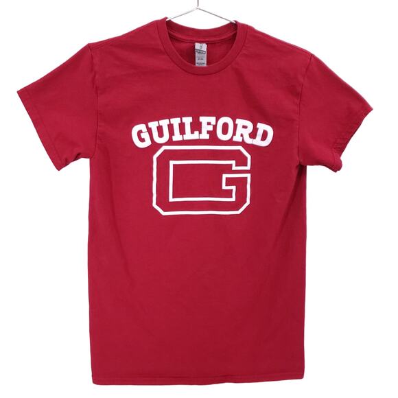 Guilford College T Shirt Adult Small Red White Greensboro North Carolina Tee - Picture 1 of 9